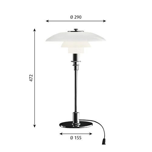 Louis Poulsen ルイスポールセン PH 3/2 Table テーブルランプ スタンドライト Φ290mm カラー：シルヴァー・クローム デザイン：ポール・ヘニングセン
