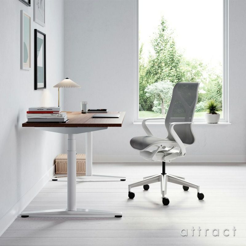 Herman Miller ハーマンミラー Cosm Chair コズムチェア ローバック アジアチルト スタジオホワイト 固定アーム 自動ハーモニックチルト （カーペット用キャスター） デザイン：Studio 7.5