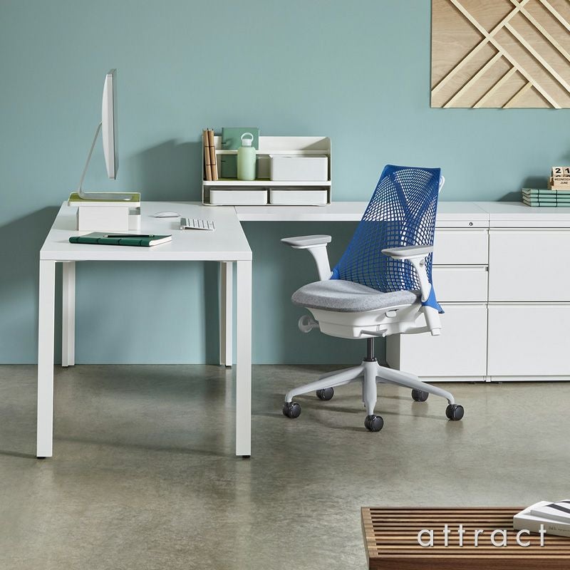 Herman Miller ハーマンミラー Sayl Chair セイルチェア サスペンション ミドルバック フレーム＆ベース：ホワイトフレーム （カーペット用キャスター） ファブリック：メドレー（フェザーグレー） デザイン：イヴ・ベアール
