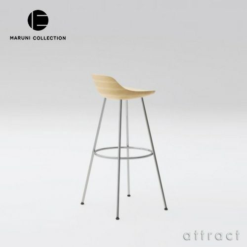 Maruni マルニ木工 MARUNI COLLECTION マルニコレクション HIROSHIMA ヒロシマ スツール ハイタイプ ビーチ 脚部：ステンレススチール（クローム仕上げ） デザイン：深澤 直人