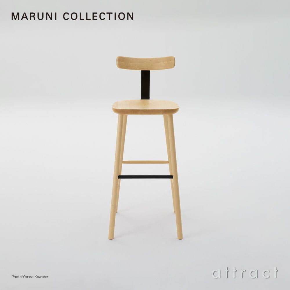 Maruni マルニ木工 MARUNI COLLECTION マルニコレクション T&O ティーアンドオー T3 バースツール High メープル（C-0 ナチュラルクリア） スチールカラー：4色 デザイン：ジャスパー・モリソン