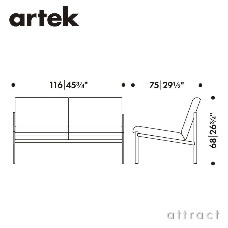 Artek アルテック KIKI SOFA キキ ソファ 2シーター 2P W116cm エレガンスレザー：L60 4色 スチール パウダーコート デザイン：イルマリ・タピオヴァーラ