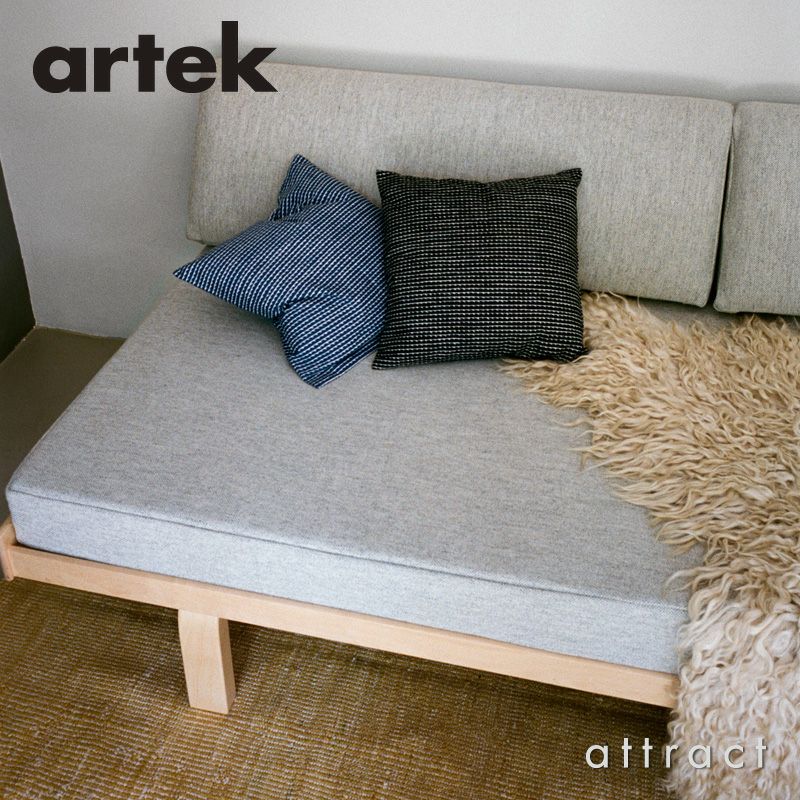 Artek アルテック DAY BED 710 デイベッド 710 フレーム ＋ マットレス ＋ バッククッション カバー フルセット ファブリック：F60 （Volo / ボロ） by Vitra バーチ ナチュラルラッカー デザイン：アルヴァ・アアルト