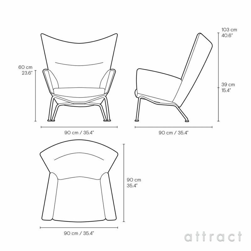 Carl Hansen & Son カール・ハンセン＆サン CH445 ラウンジチェア Wing Chair ウイングチェア ステンレススチール ファブリック：Passion パッション 5色 フットスツール無し デザイン：ハンス・J・ウェグナー