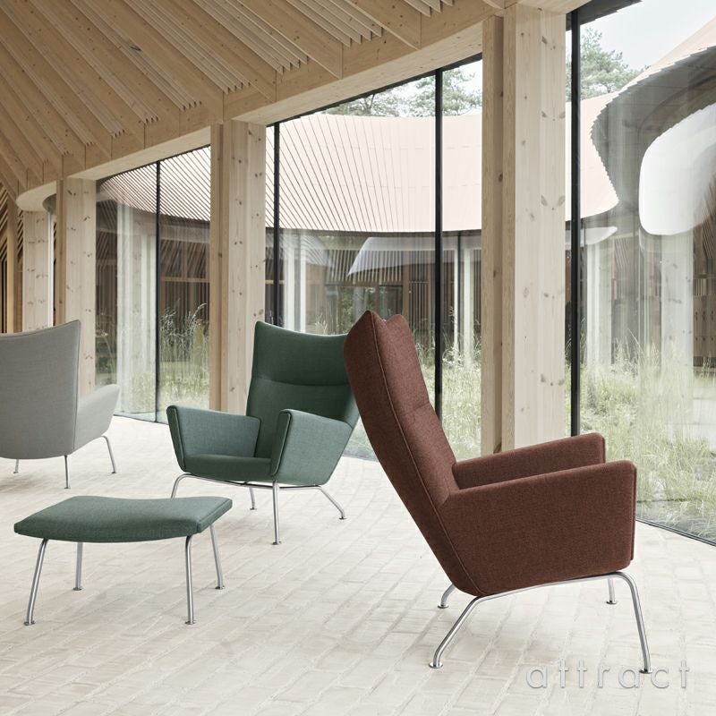 Carl Hansen & Son カール・ハンセン＆サン CH445 ラウンジチェア Wing Chair ウイングチェア ステンレススチール ファブリック：Passion パッション 5色 フットスツール無し デザイン：ハンス・J・ウェグナー