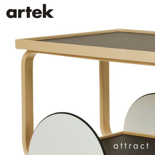 Artek アルテック TEA TROLLEY 901 ティートローリー901 バーチ材 クリアラッカー仕上げ カラー：ブラックリノリウム・ホワイトラミネート デザイン：アルヴァ・アアルト