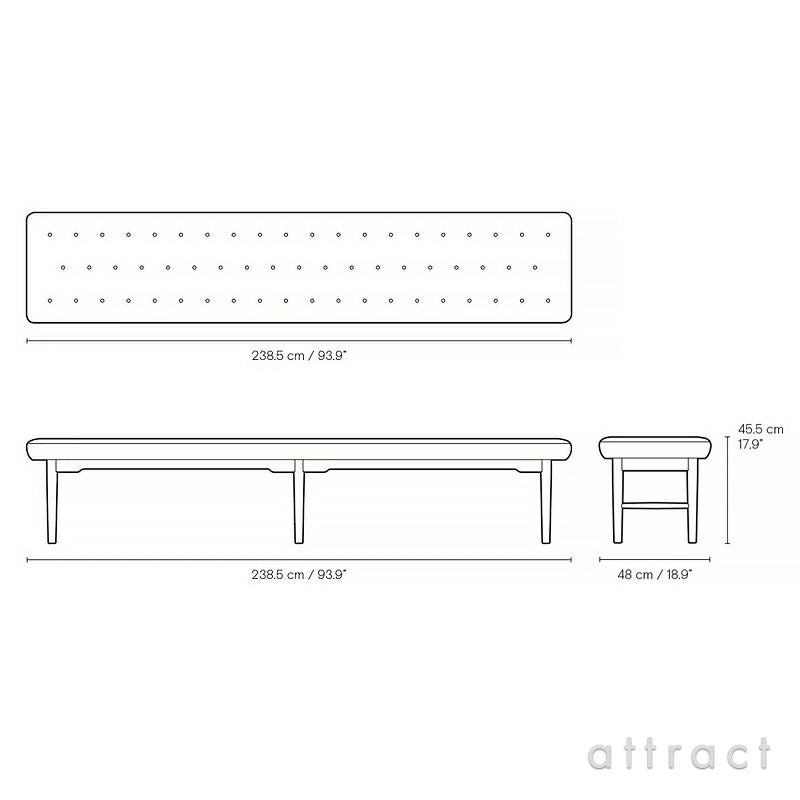 Carl Hansen & Son カール・ハンセン＆サン Foyer Series フォイエ シリーズ VLA75 ベンチ ソファ オーク オイル仕上げ レザー：Sif（シフ） デザイン：ヴィルヘルム・ラウリッツェン