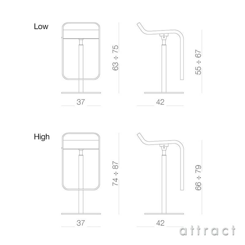 lapalma ラパルマ LEM レム カウンタースツール ハイ・ロー 昇降式カウンターチェア 座面：レザー・オーク（2種類） フレーム：ステンレススチール デザイン：AZUMI