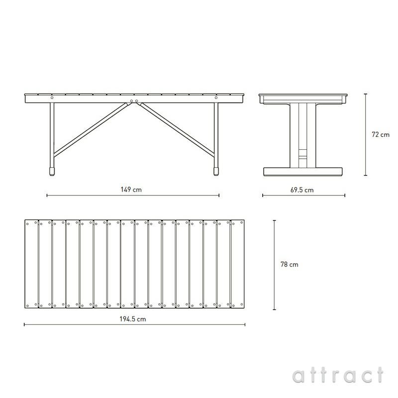 Carl Hansen & Son カール・ハンセン＆サン Deck Chair Series デッキチェアシリーズ BM1771 折りたたみ式 ダイニングテーブル W194cm チーク 無塗装仕上げ デザイン：ボーエ・モーエンセン