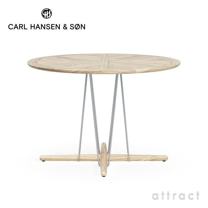 Carl Hansen & Son カールハンセン＆サン E022 Embrace Outdoor Table エンブレイス アウトドア テーブル 屋外用 ダイニングテーブル サイズ：Φ110×H74cm チーク 無塗装 支柱：ステンレス デザイン：Eoos イーオス