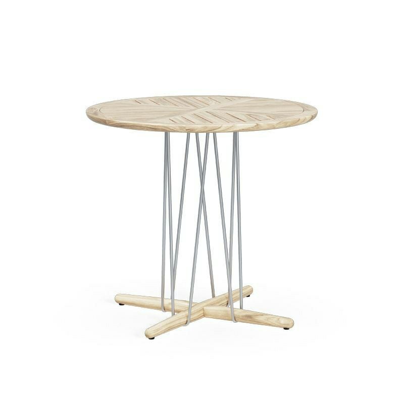 Carl Hansen & Son カールハンセン＆サン E022 Embrace Outdoor Table エンブレイス アウトドア テーブル 屋外用 ダイニングテーブル サイズ：Φ80×H74cm チーク 無塗装 支柱：ステンレス デザイン：Eoos イーオス