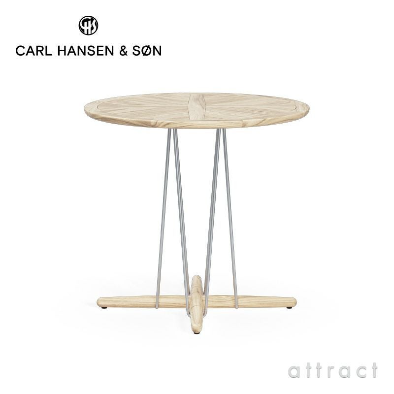 Carl Hansen & Son カールハンセン＆サン E022 Embrace Outdoor Table エンブレイス アウトドア テーブル 屋外用 ダイニングテーブル サイズ：Φ80×H74cm チーク 無塗装 支柱：ステンレス デザイン：Eoos イーオス