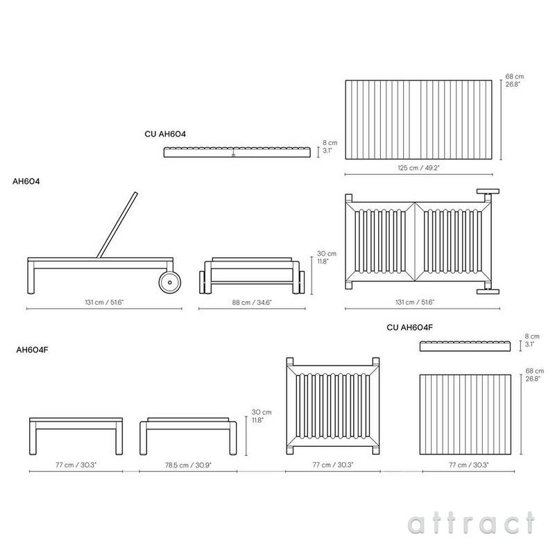 Carl Hansen & Son カール・ハンセン＆サン AH アウトドアシリーズ AH Outdoor Series ラウンジャー フットレスト スツール AH604F チーク　無塗装仕上げ アウトドア 屋外 デザイン：アルフレッド・ホーマン