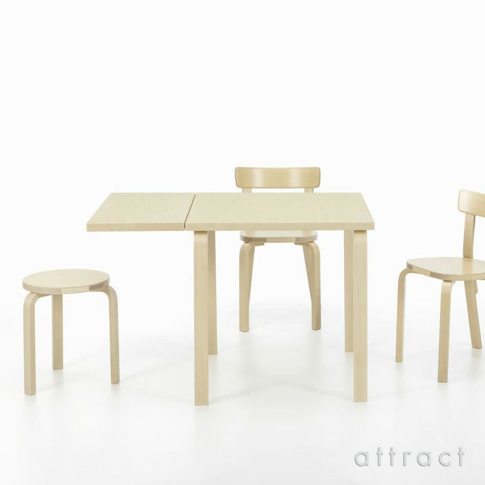 Artek アルテック DROP-LEAF TABLE DL81C ドロップリーフ テーブル 81C サイズ：W79 / 112.5cm 厚み 4cm 4本脚 カラー：３色 デザイン：アルヴァ・アアルト