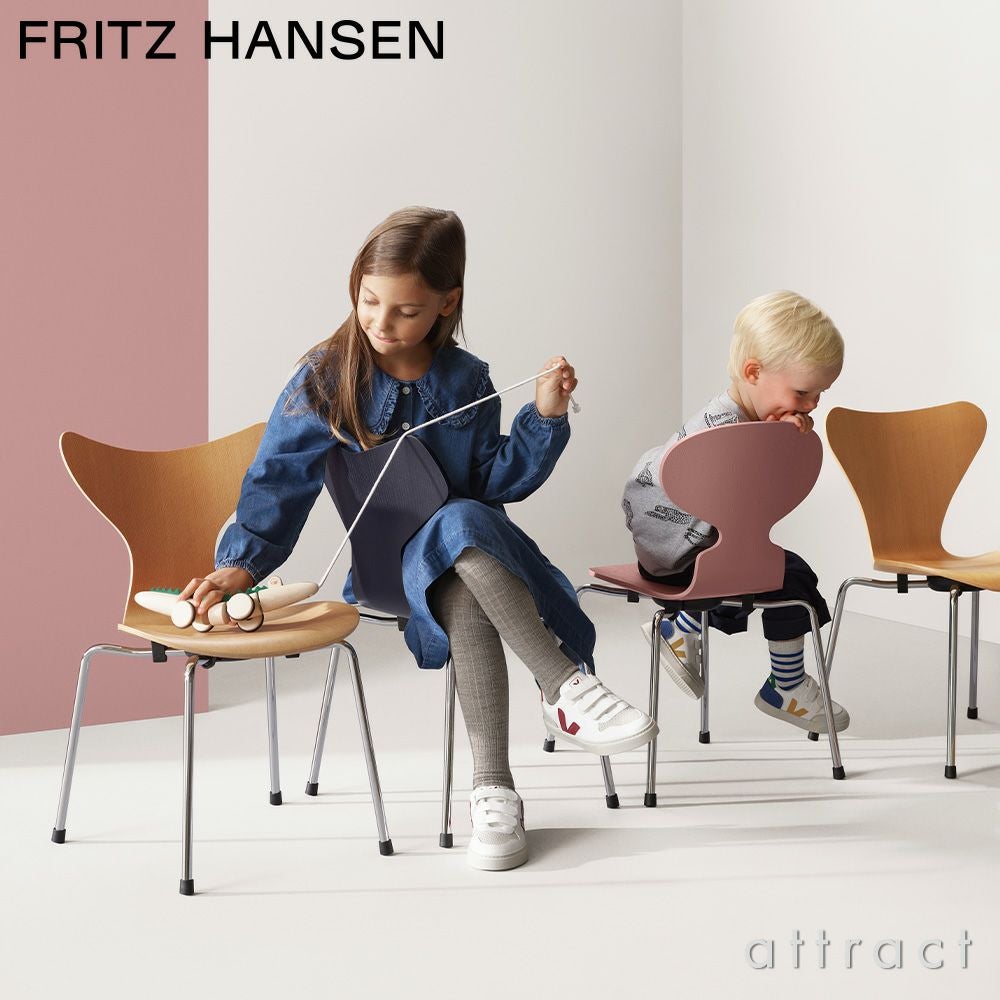 FRITZ HANSEN フリッツ・ハンセン LILY CHILDREN'S CHAIR リリー 子供用チェア 3108 カラードアッシュ カラー：ミッドナイトブルー ベースカラー：クローム仕上げ デザイン：アルネ・ヤコブセン