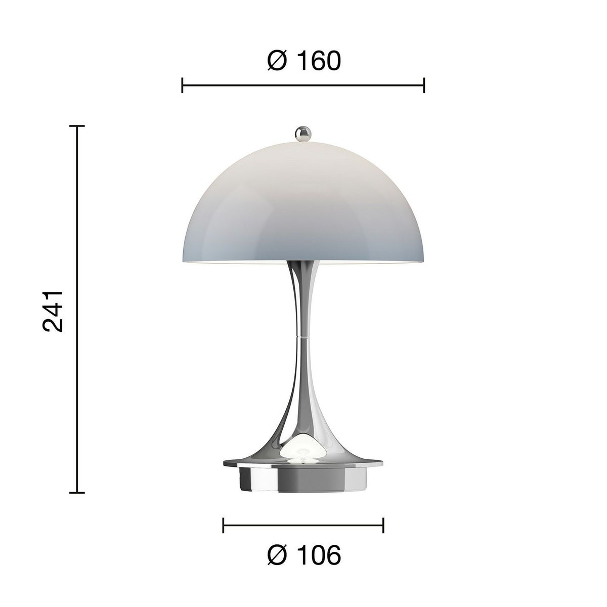 Louis Poulsen ルイスポールセン Panthella 160 Portable パンテラ 160 ポータブル （V3） テーブルランプ カラー：オパール・ブルー・グレー クローム デザイン：ヴェルナー・パントン