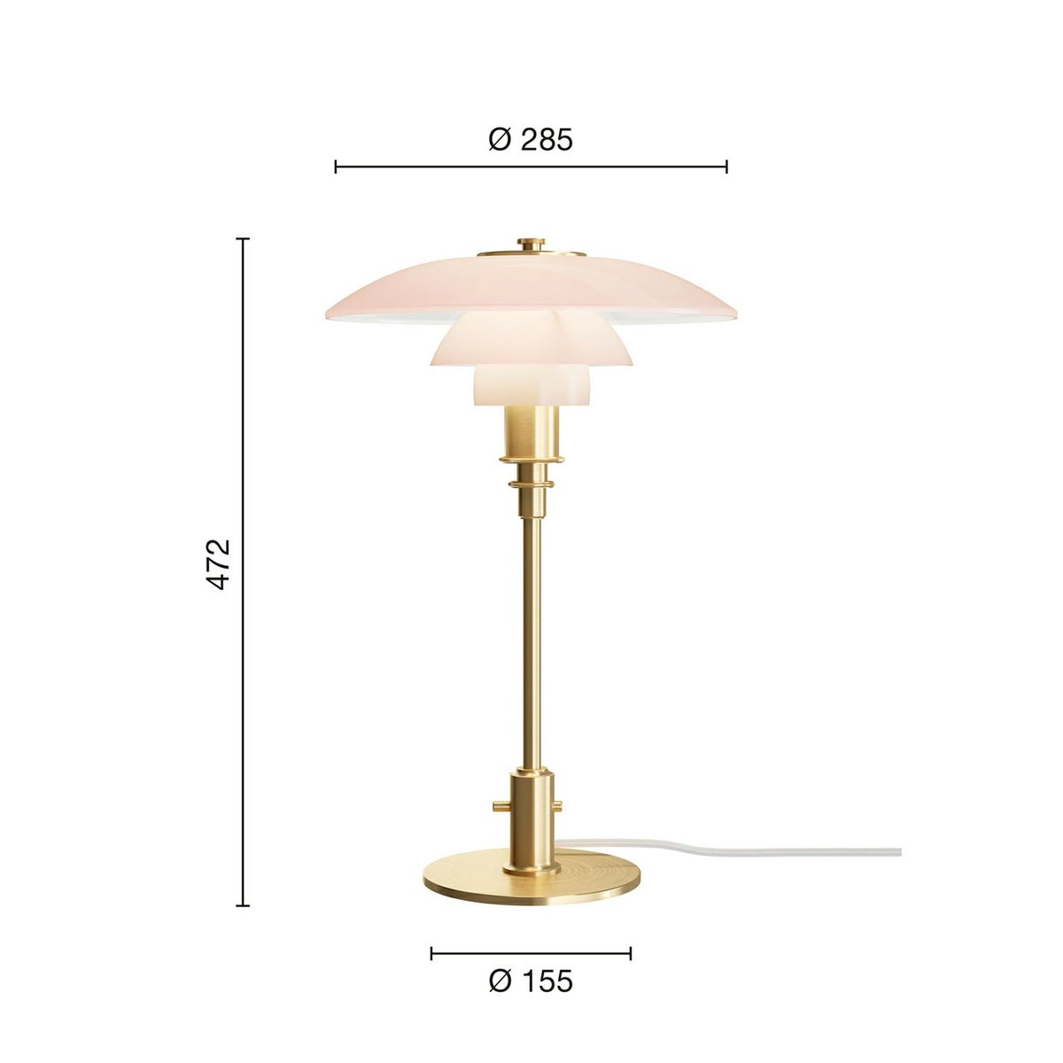 Louis Poulsen ルイスポールセン PH 3/2 Table テーブルランプ スタンドライト Φ290mm カラー：ペール・ローズ （真鍮 無塗装・ブラス） デザイン：ポール・ヘニングセン