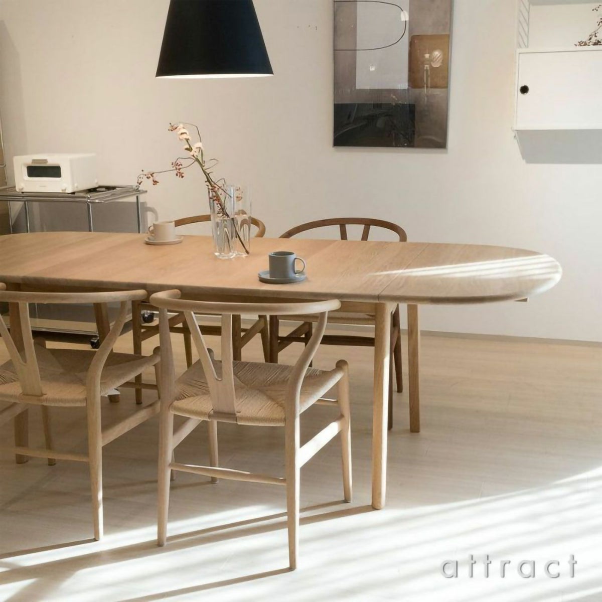 Carl Hansen & Son カール・ハンセン＆サン CH006 伸長式ダイニングテーブル W138～236cm オーク（オイルフィニッシュ） 1台 + CH24 Yチェア オーク （オイルフィニッシュ） 4脚 セット