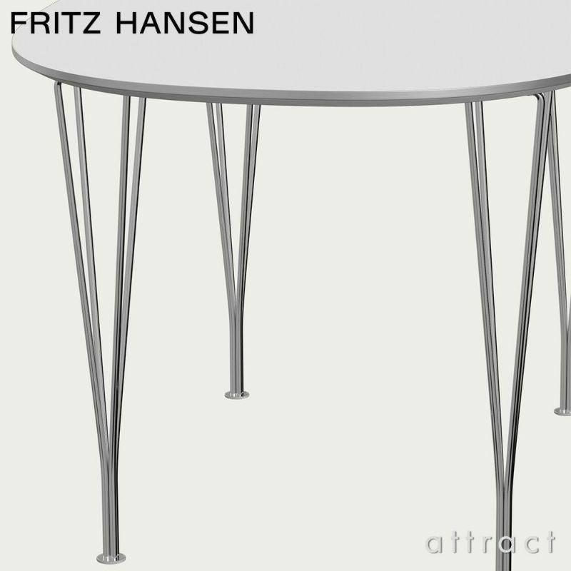 FRITZ HANSEN フリッツ・ハンセン SUPERELLIPSE スーパー楕円テーブル B611 ダイニングテーブル 90×135cm 天板：ホワイトラミネート スパンレッグカラー：クローム仕上げ デザイン：ピート・ハイン、ブルーノ・マットソン