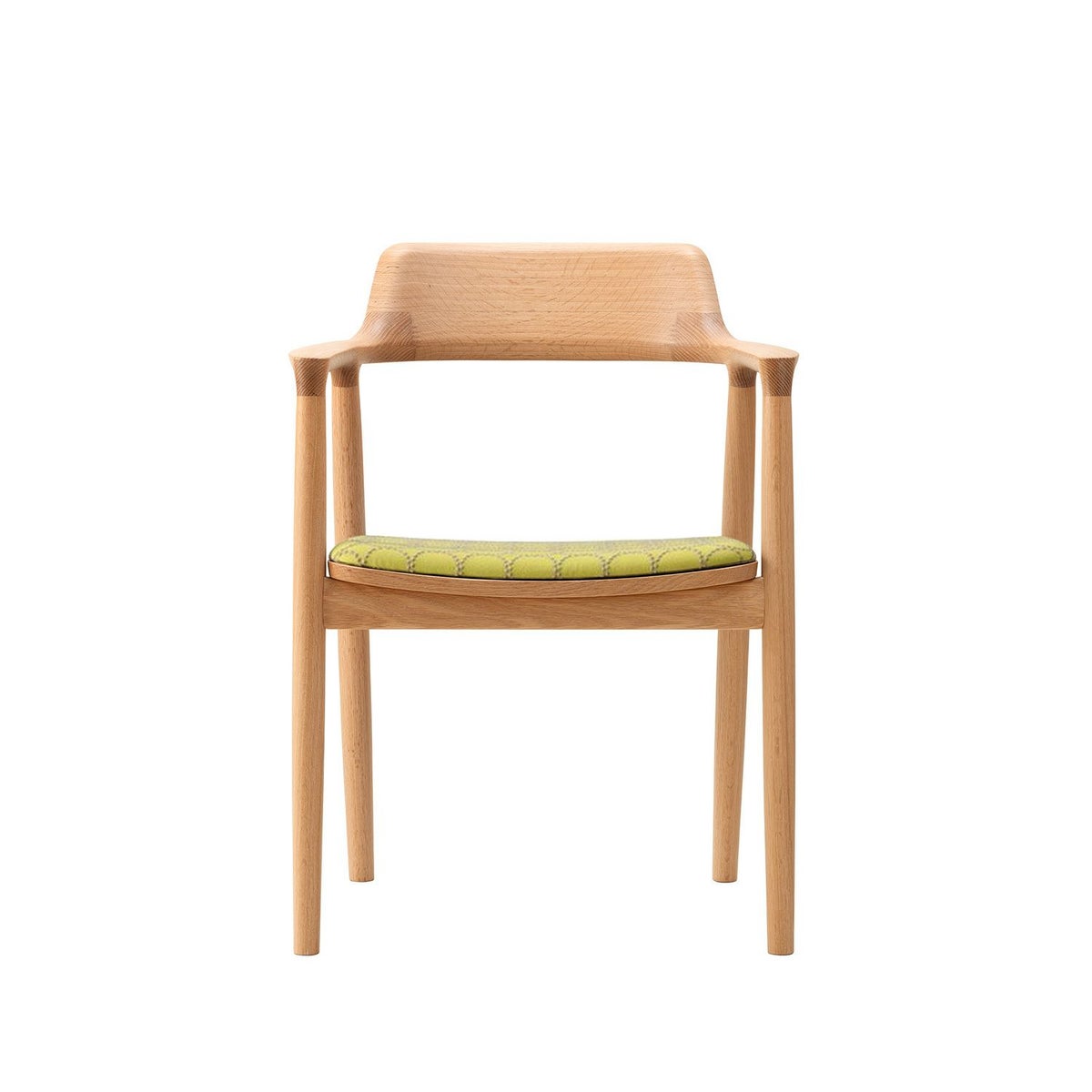 Maruni マルニ木工 MARUNI COLLECTION × mina perhonen マルニコレクション × ミナペルホネン HIROSHIMA ヒロシマ アームチェア レッドオーク 張座：ファブリック（M-06 dop -tambourine-） デザイン：深澤 直人