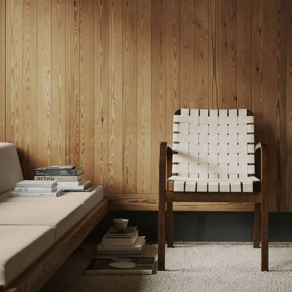 Artek アルテック 45 Armchair 45 アームチェア ラウンジチェア ハニーステイン リネンウェビングテープ カラー：6色 アームレスト：カバーなし デザイン：アルヴァ・アアルト