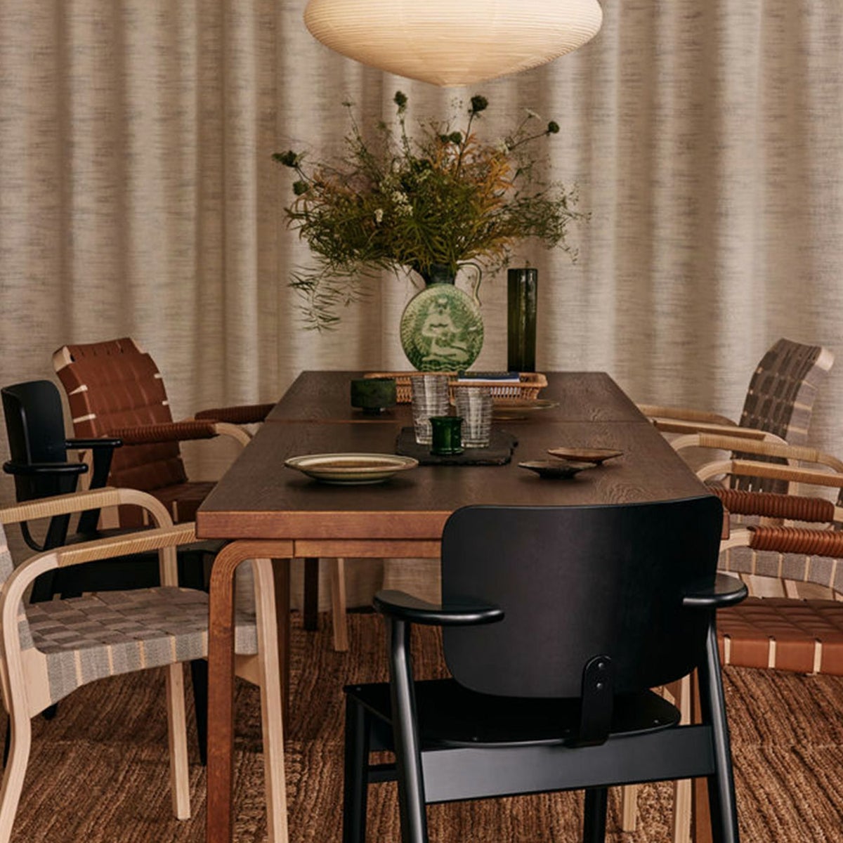 Artek アルテック 45 Armchair 45 アームチェア ラウンジチェア ハニーステイン リネンウェビングテープ カラー：6色 アームレスト：カバーなし デザイン：アルヴァ・アアルト