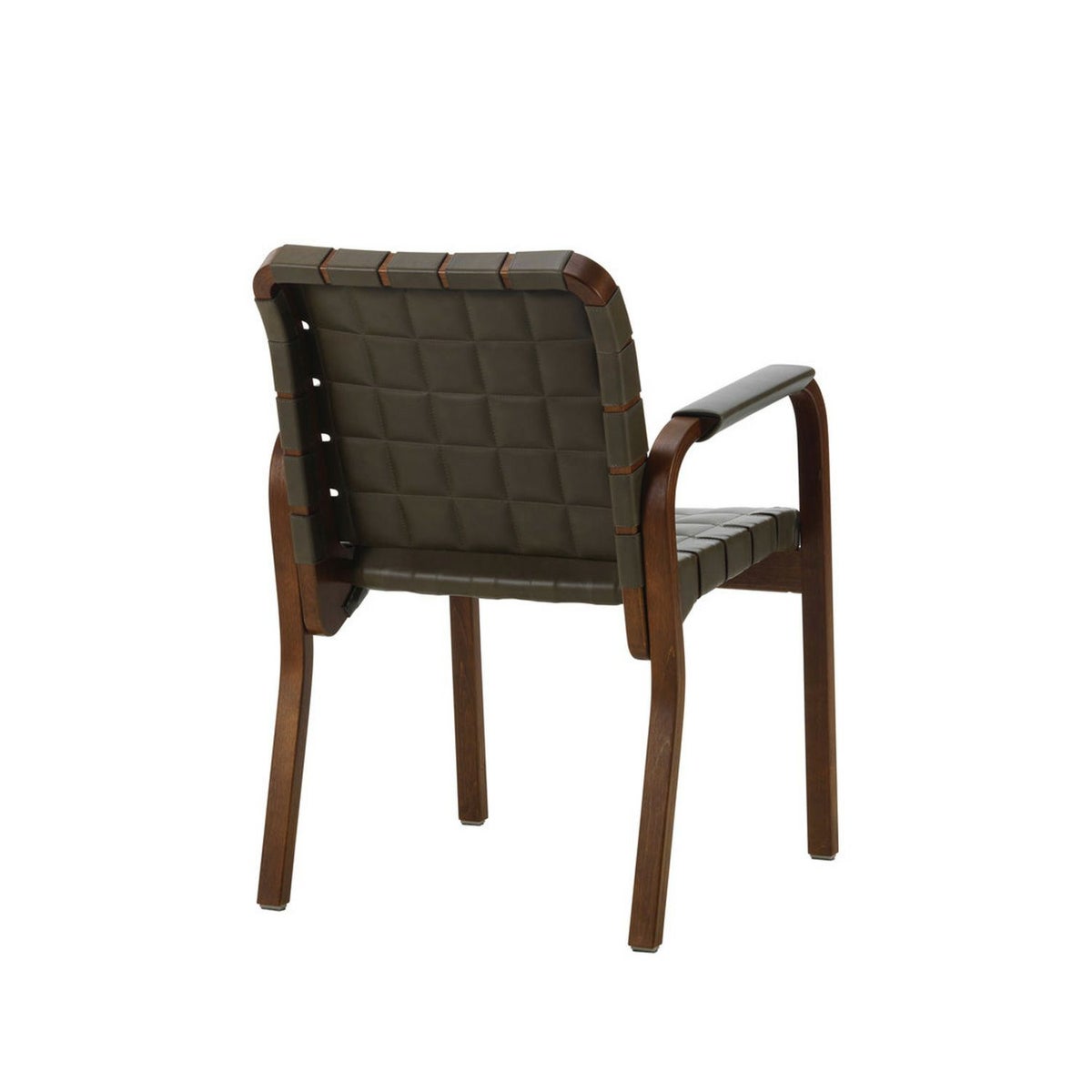 Artek アルテック 45 Armchair 45 アームチェア ラウンジチェア ウォルナットステイン キルティングレザー エンヴィレザー：オリーブ アームレスト：レザーカバー デザイン：アルヴァ・アアルト