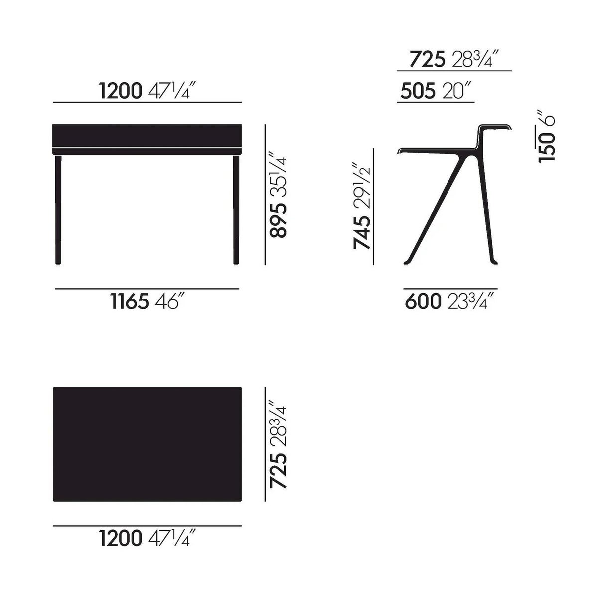 Vitra ヴィトラ Courier クーリエ サイズ：120×72.5cm 天板：2種類 ベース：3色 デザイン：ロナン・ブルレック