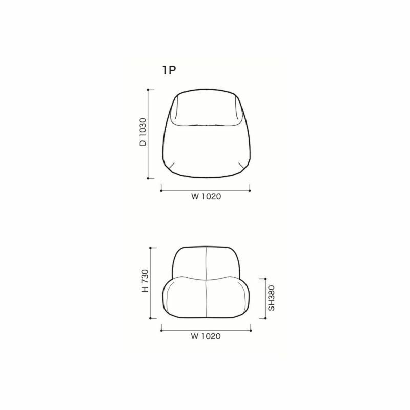 ligne roset リーン・ロゼ ROSETPukka ロゼプッカ 1P ソファ 1人掛け ファブリック：Gランク デザイン：ヤブ・プッシェルベルグ