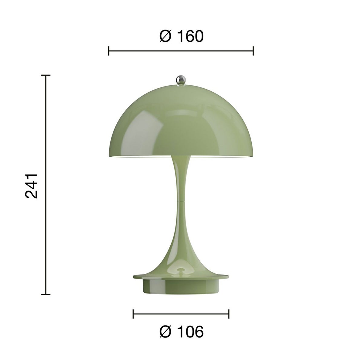 Louis Poulsen ルイスポールセン Panthella 160 Portable パンテラ 160 ポータブル （V3） テーブルランプ カラー：オペーク・モスグリーン デザイン：ヴェルナー・パントン