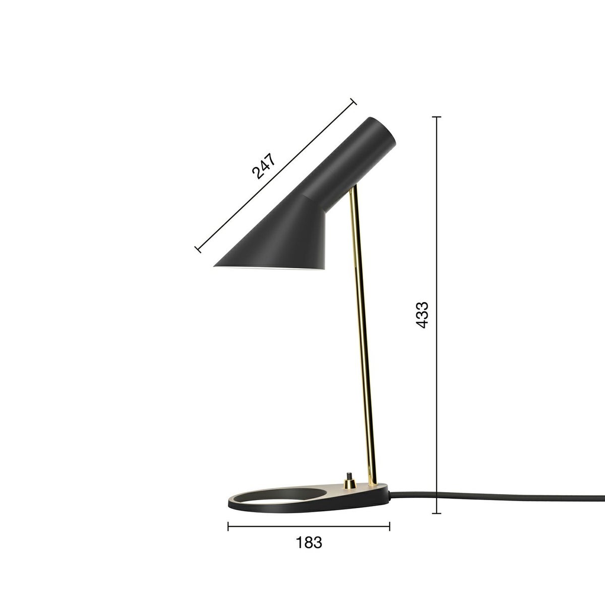 Louis Poulsen ルイスポールセン AJ Mini Table AJ ミニ テーブル テーブルランプ カラー：ブラック 真鍮ポリッシュ （無塗装） デザイン：アルネ・ヤコブセン