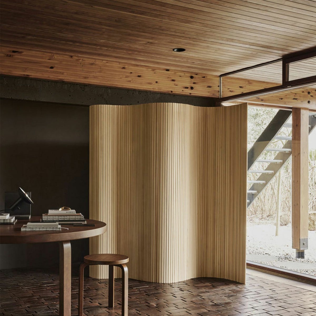 Artek アルテック 100 SCREEN スクリーン パーティション Size B W200cm × H150cm クリアラッカー仕上げ デザイン：アルヴァ・アアルト