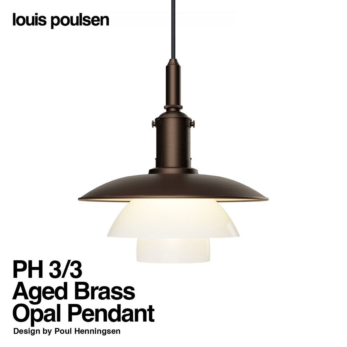 Louis Poulsen ルイスポールセン PH 3/3 Aged Brass Opal Pendant PH 3/3 エイジド・ブラス オパール ペンダント Φ285mm （エイジド・ブラス × 乳白ガラス） ポール・ヘニングセン