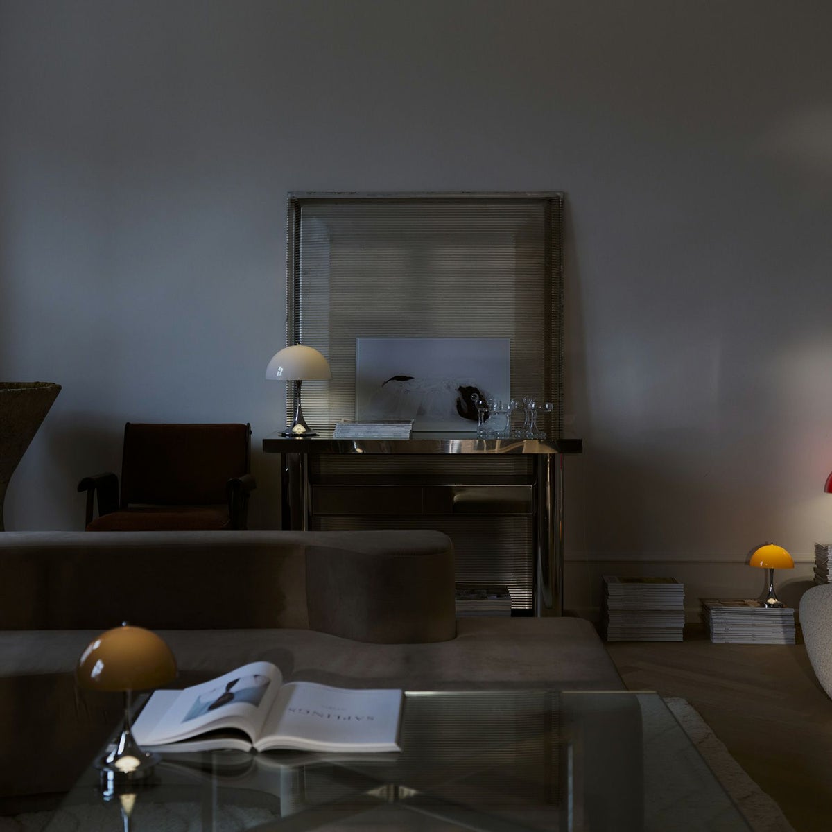 Louis Poulsen ルイスポールセン Panthella 160 Portable パンテラ 160 ポータブル （V3） テーブルランプ カラー：オパール・オレンジ クローム デザイン：ヴェルナー・パントン