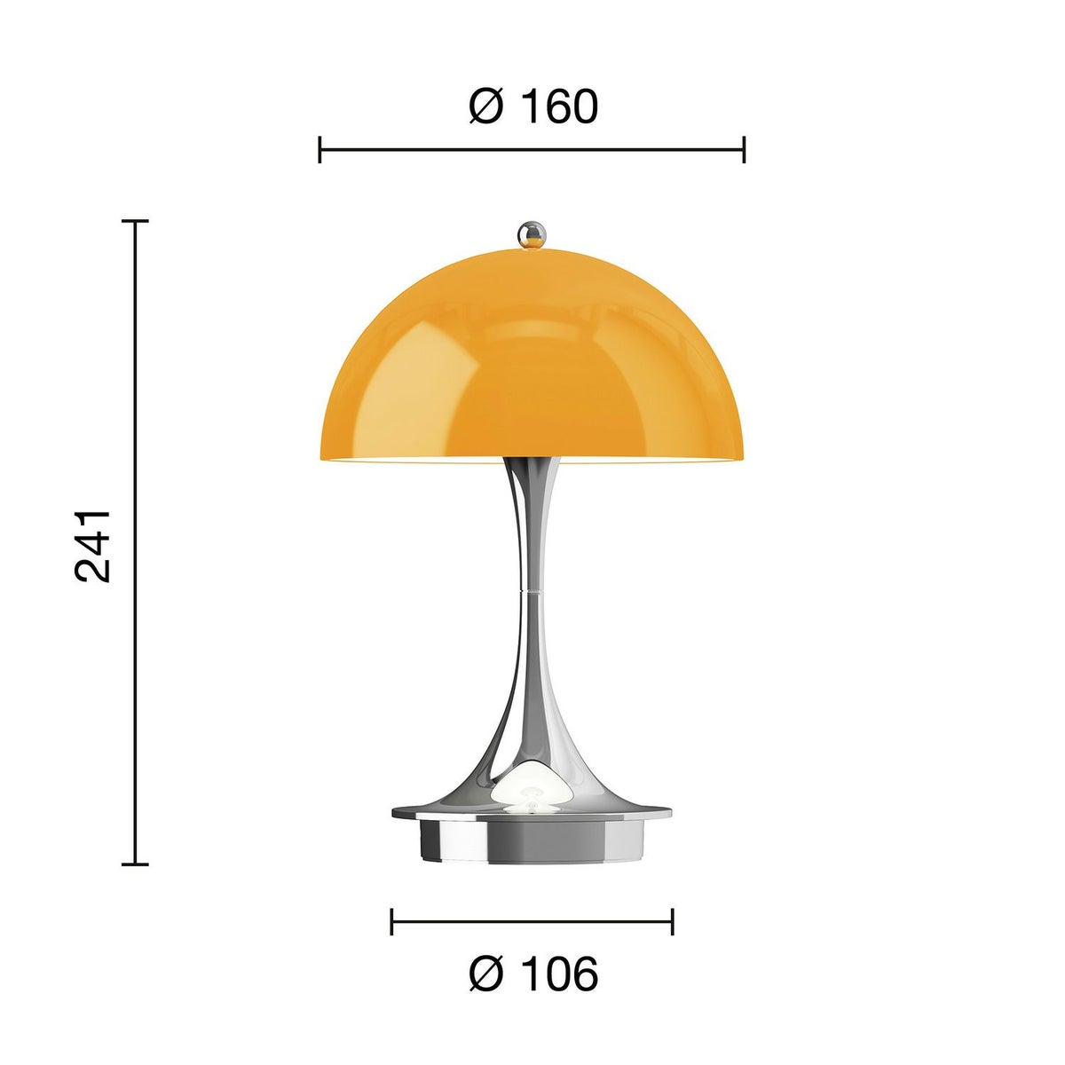 Louis Poulsen ルイスポールセン Panthella 160 Portable パンテラ 160 ポータブル （V3） テーブルランプ カラー：オパール・オレンジ クローム デザイン：ヴェルナー・パントン