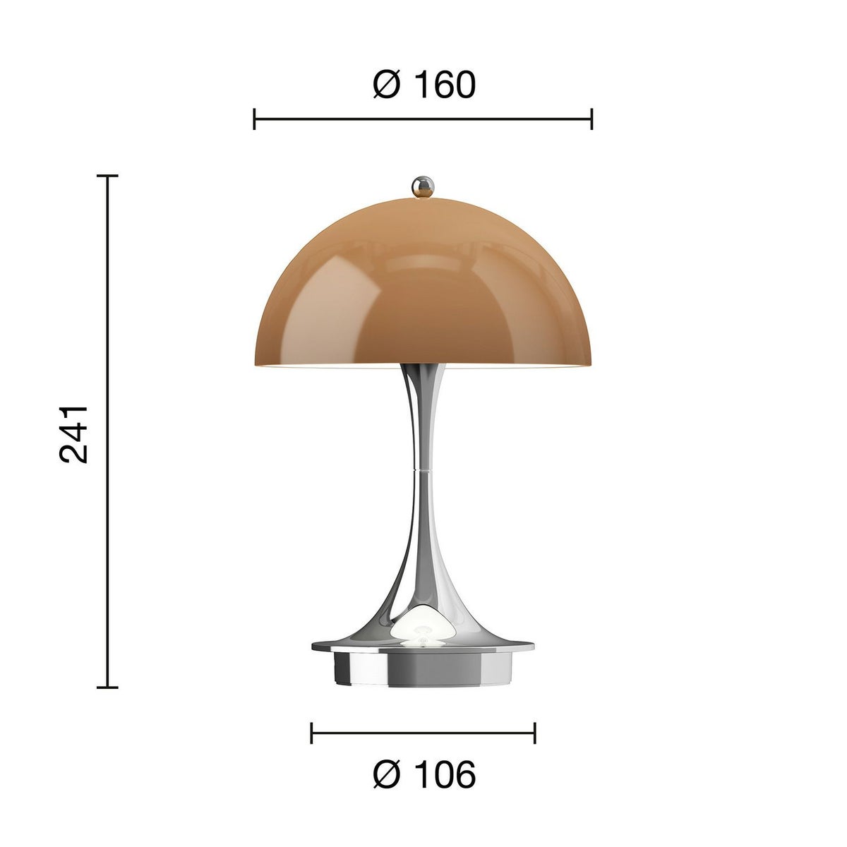 Louis Poulsen ルイスポールセン Panthella 160 Portable パンテラ 160 ポータブル （V3） テーブルランプ カラー：オパール・ブラウン クローム デザイン：ヴェルナー・パントン