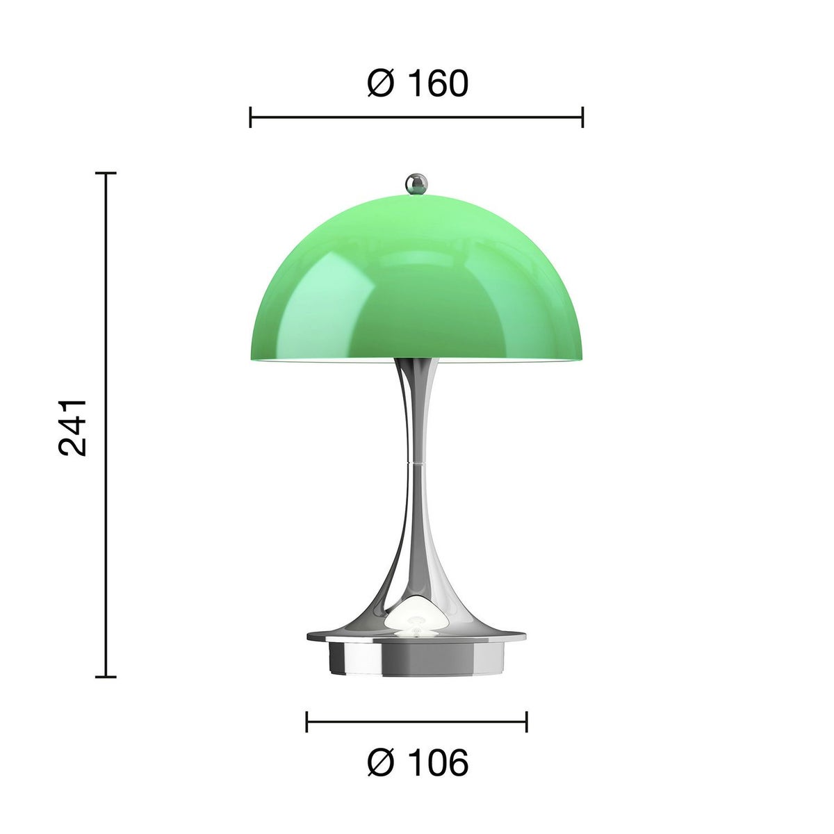 Louis Poulsen ルイスポールセン Panthella 160 Portable パンテラ 160 ポータブル （V3） テーブルランプ カラー：オパール・グリーン クローム デザイン：ヴェルナー・パン