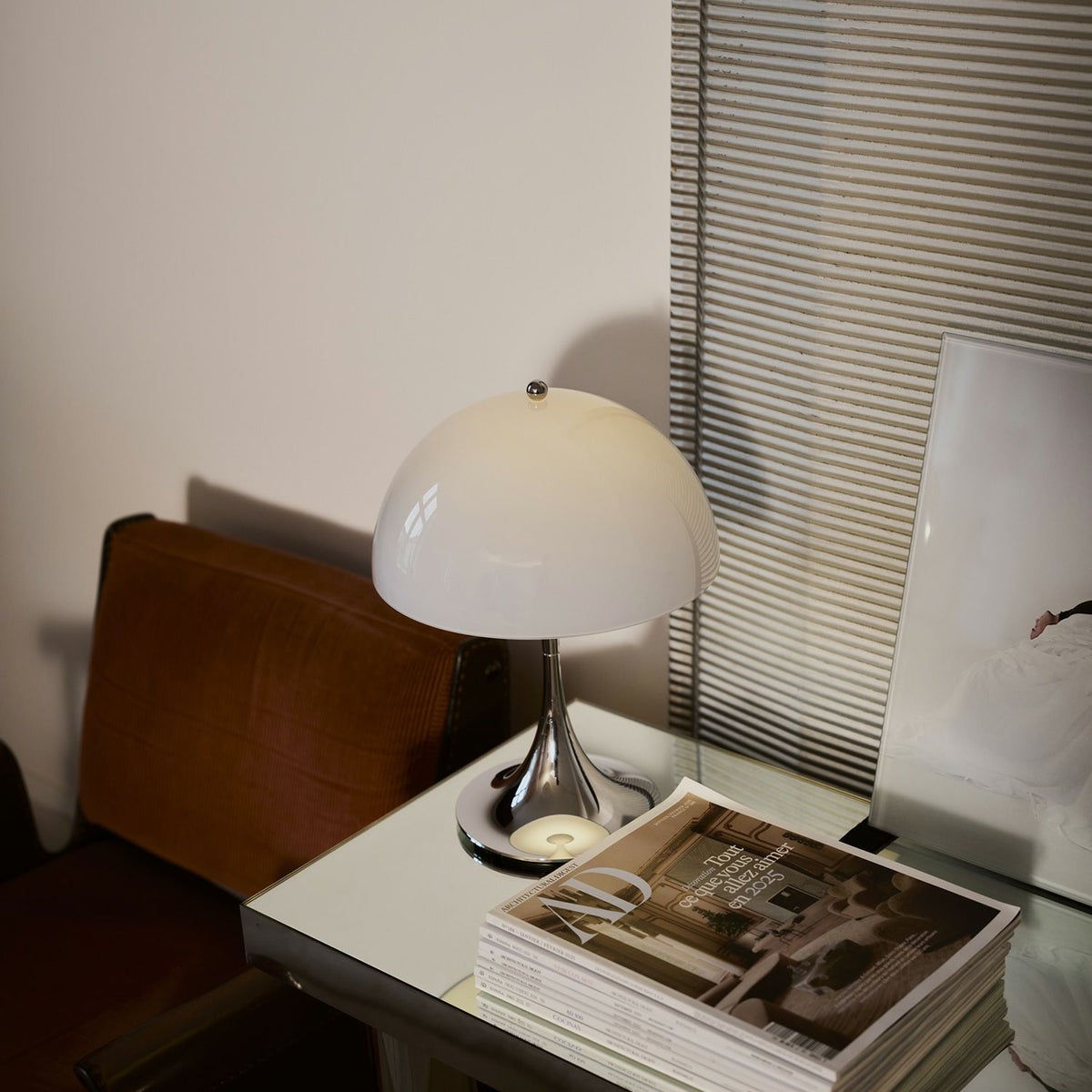 Louis Poulsen ルイスポールセン Panthella 250 Portable パンテラ 250 ポータブル テーブルランプ カラー：オパール・オレンジ クローム デザイン：ヴェルナー・パントン