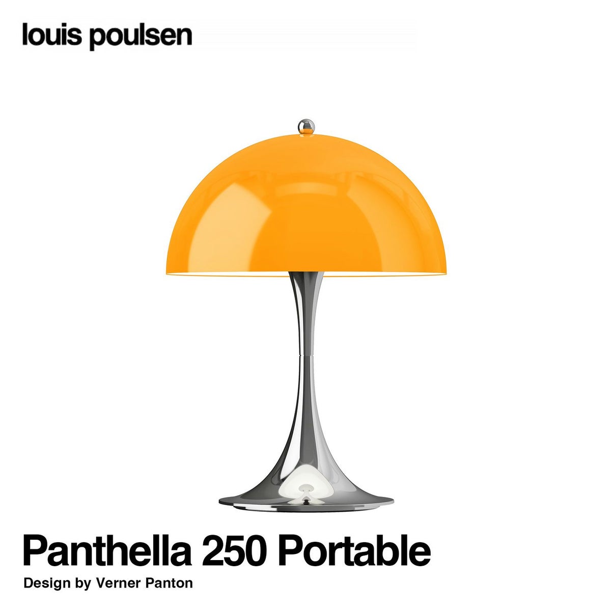 Louis Poulsen ルイスポールセン Panthella 250 Portable パンテラ 250 ポータブル テーブルランプ カラー：オパール・オレンジ クローム デザイン：ヴェルナー・パントン