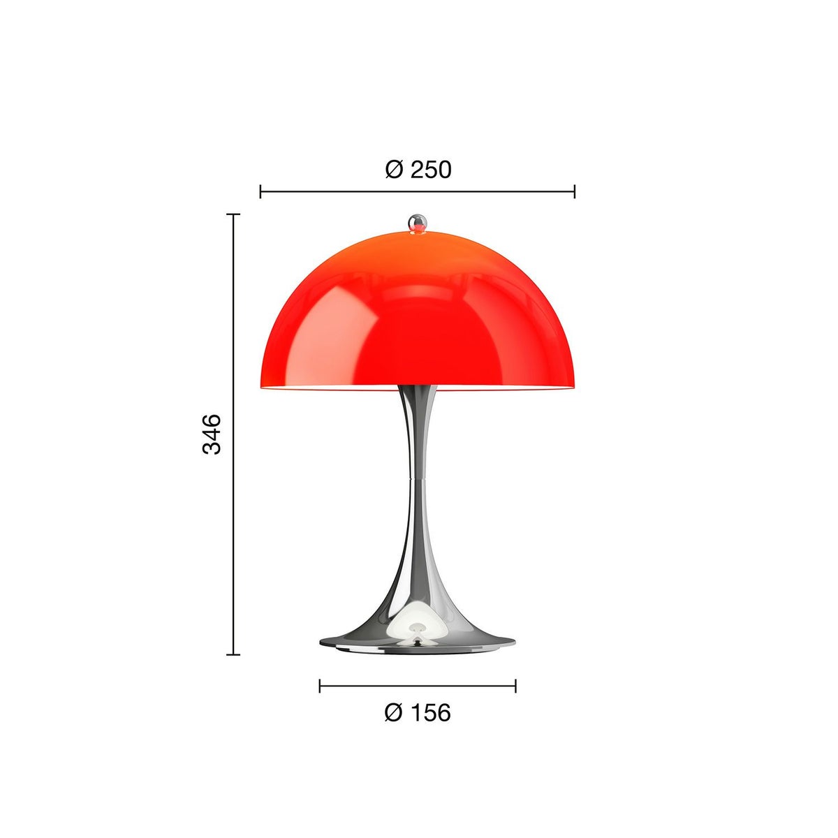 Louis Poulsen ルイスポールセン Panthella 250 Portable パンテラ 250 ポータブル テーブルランプ カラー：オパール・レッド クローム デザイン：ヴェルナー・パントン