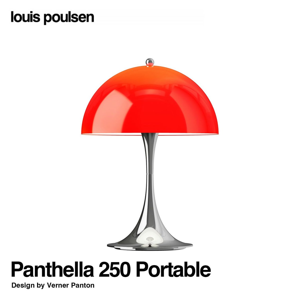 Louis Poulsen ルイスポールセン Panthella 250 Portable パンテラ 250 ポータブル テーブルランプ カラー：オパール・レッド クローム デザイン：ヴェルナー・パントン