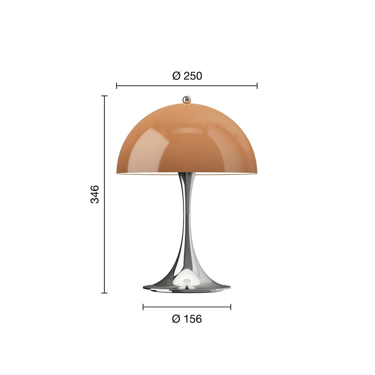 Louis Poulsen ルイスポールセン Panthella 250 Portable パンテラ 250 ポータブル テーブルランプ カラー：オパール・ブラウン クローム デザイン：ヴェルナー・パントン