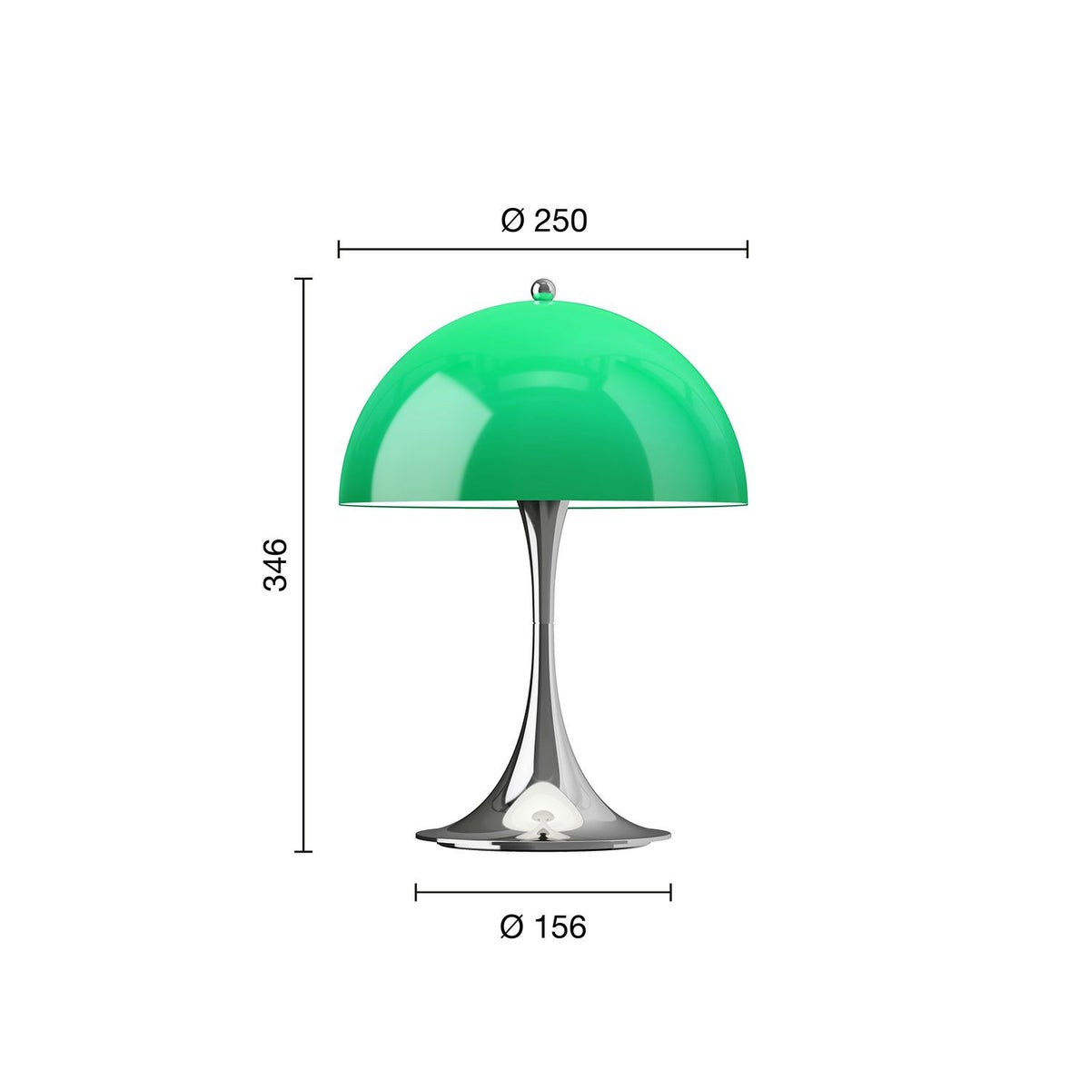 ouis Poulsen ルイスポールセン Panthella 250 Portable パンテラ 250 ポータブル テーブルランプ カラー：オパール・グリーン クローム デザイン：ヴェルナー・パントン