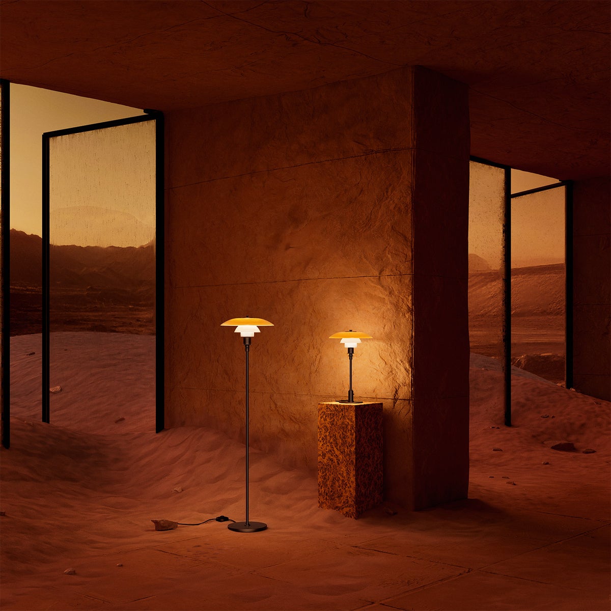 ouis Poulsen ルイスポールセン PH 3/2 Table Lamp Centenary Edition PH 3/2 テーブルランプ センテナリー・エディション スタンドライト Φ285mm アンバー 琥珀色ガラス 真鍮エイジング加工 デザイン：ポール・ヘニングセン