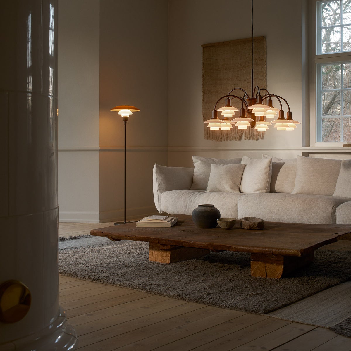 Louis Poulsen ルイスポールセン PH 3 1/2-2 1/2 Floor Lamp Centenary Edition フロアランプ センテナリー・エディション スタンドライト Φ330mm アンバー 琥珀色ガラス 真鍮エイジング加工 デザイン：ポール・ヘニングセン