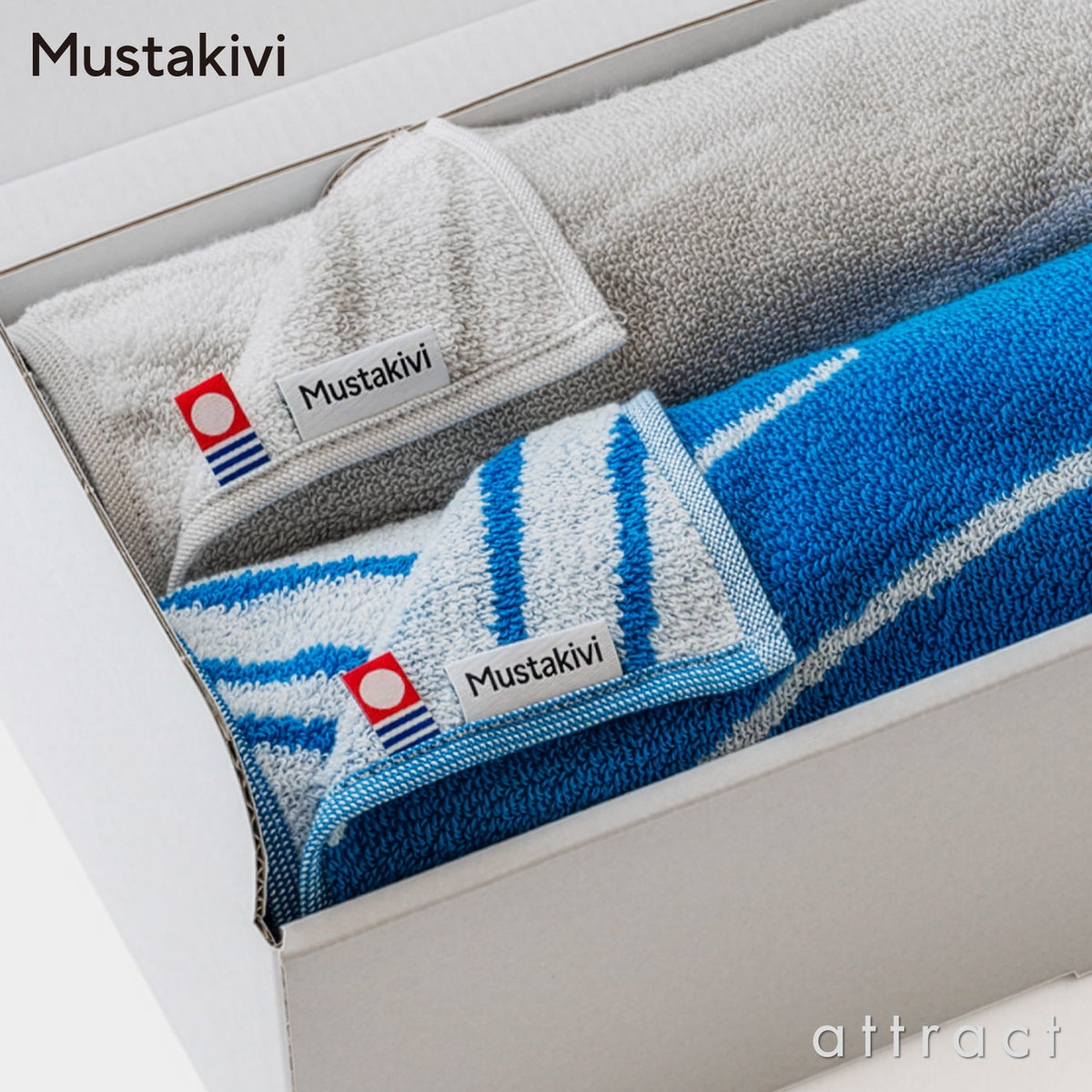 Mustakivi ムスタキビ 渓流 フェイスタオル 35×80cm ギフトセット 2枚入り
