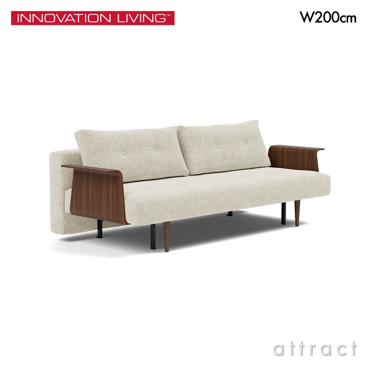 INNOVATION LIVING イノベーション・リビング RECAST 200 with wood arms リキャスト 200 ウッドアーム アーム付きソファベッド