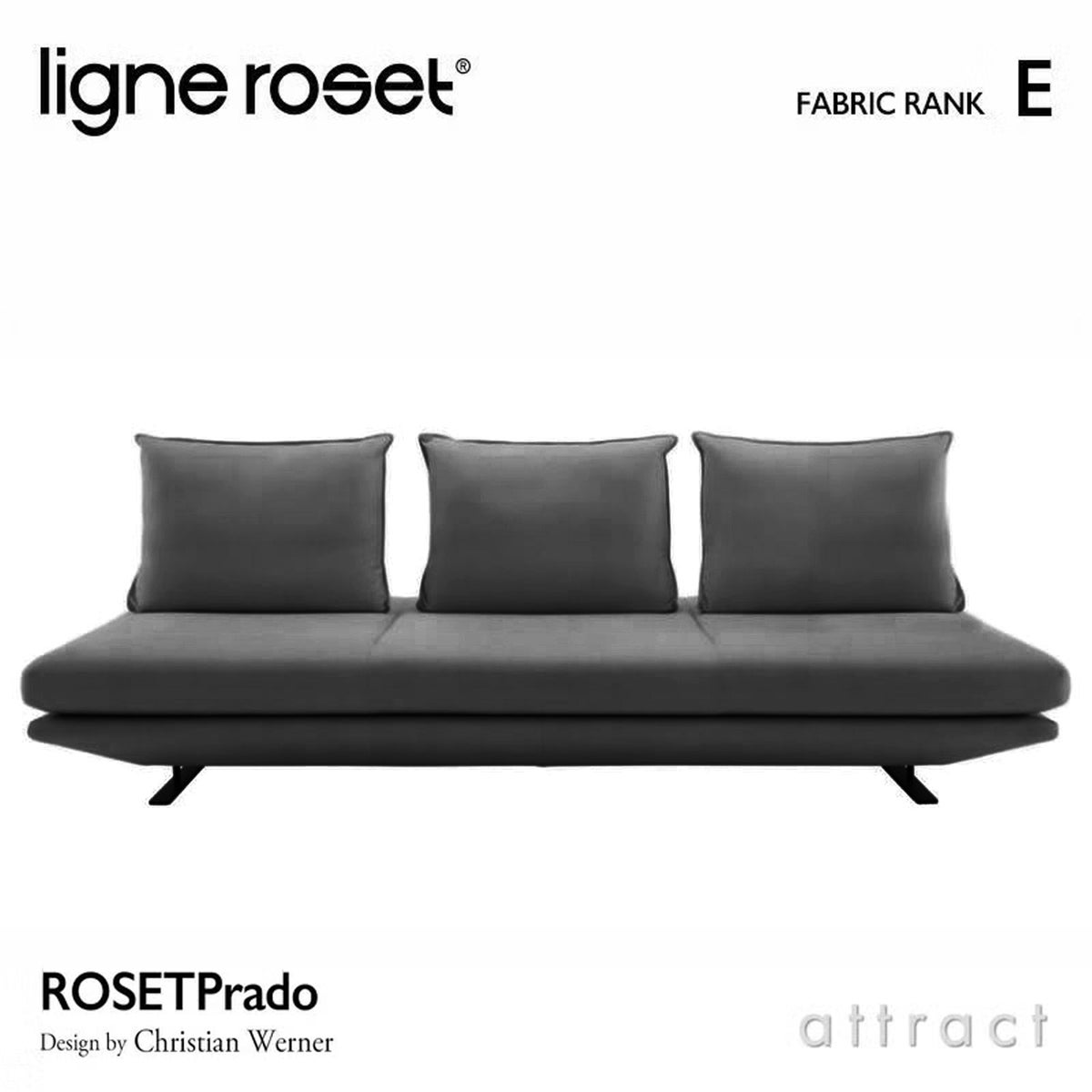 ligne roset リーン・ロゼ ROSETPrado ロゼプラド 3P ソファ 3人掛け ファブリック：Eランク 背クッション：3点セット デザイン：クリスチャン・ウェルナー
