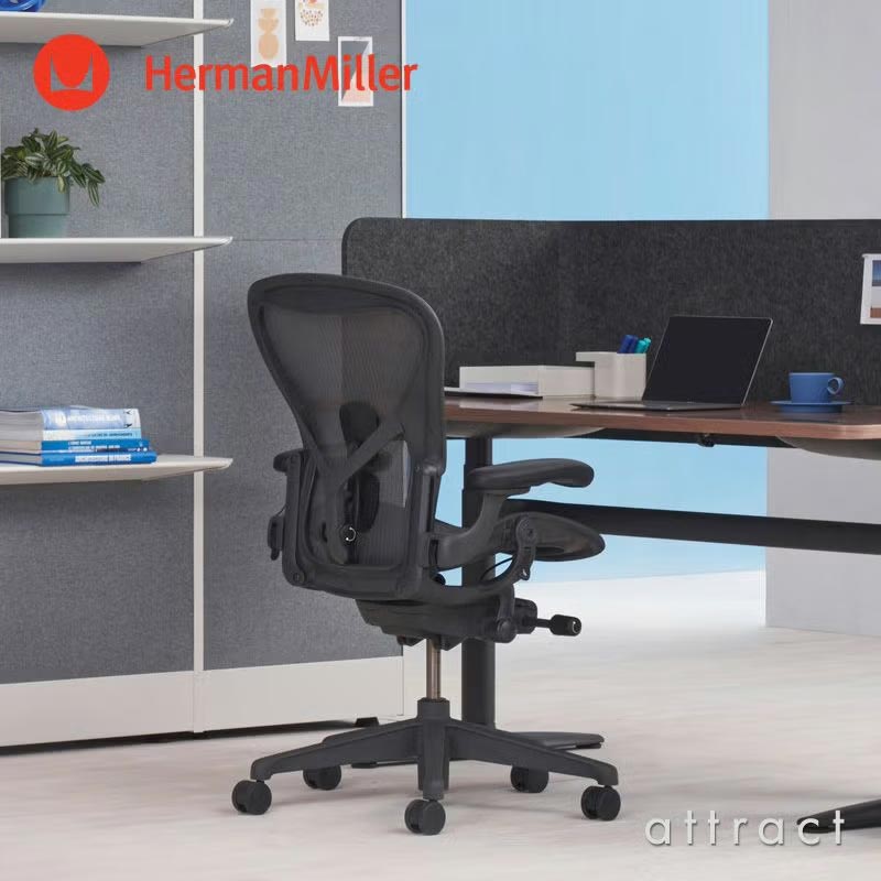 Herman Miller ハーマンミラー Aeron Chair アーロンチェア リマスタード Bサイズ ミディアム ジャスパー ポスチャーフィット フル装備 （カーペット用キャスター ） デザイン：ビル・スタンフ ＆ ドン・チャドウィック