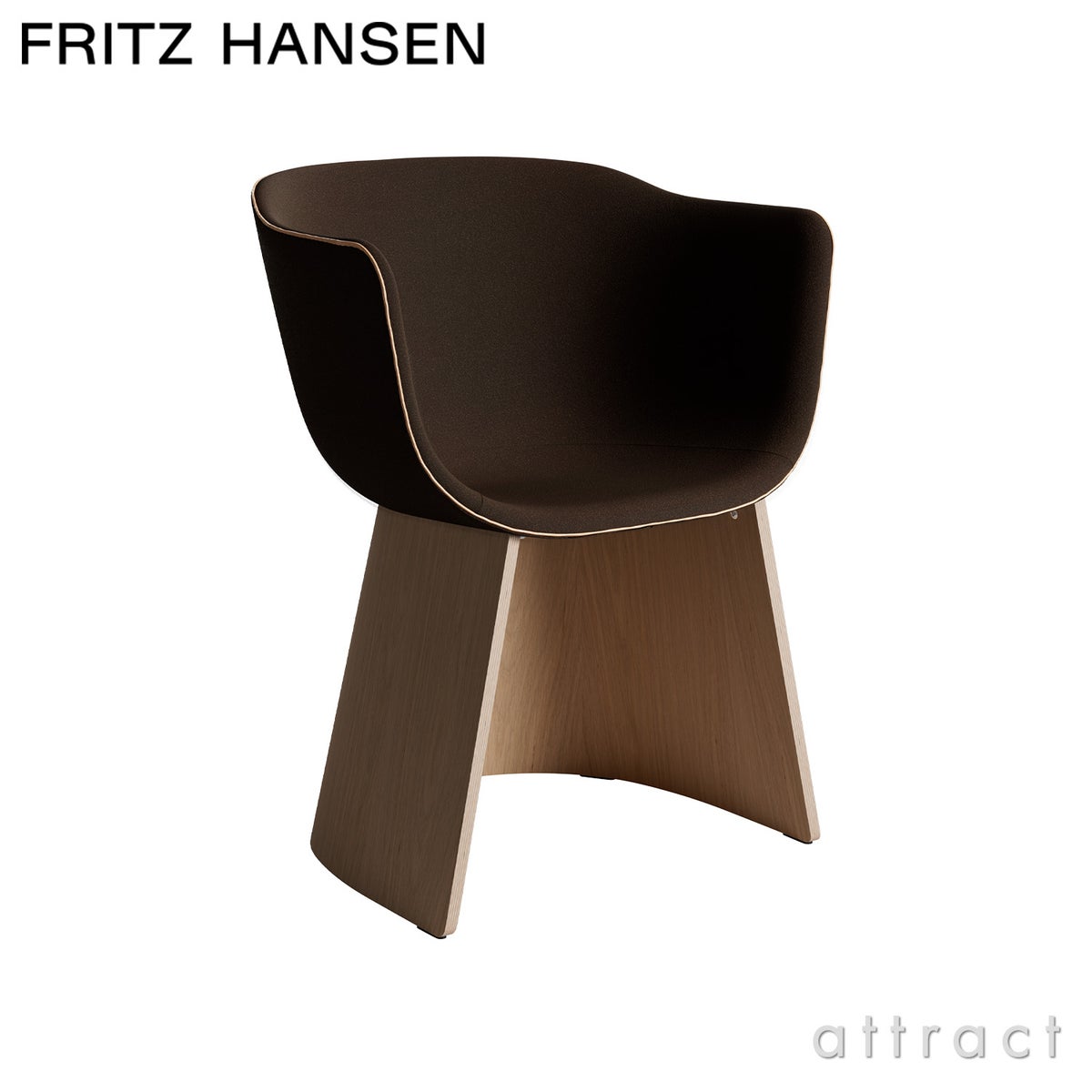 FRITZ HANSEN フリッツ・ハンセン MONOLIT モノリット CM221V アームチェア ナチュラルウッドベース レザーパイピングありモデル